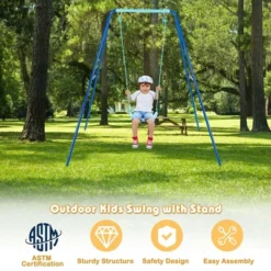 Costway Outdoor Kids Swing Set Heavy Duty Metal A-Frame W/ Ground Stakes -Costway GUEST 7e89faef b886 45df a5f9 94ed4778ac94