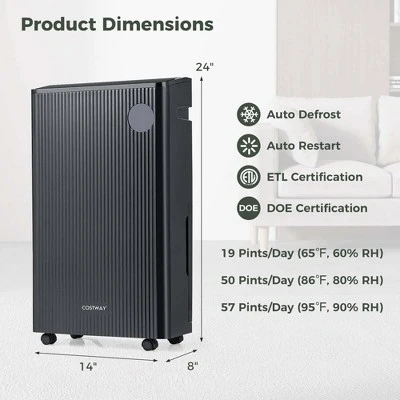 Costway 4500 Sq. Ft Dehumidifier For Basement With 4 Modes 3-Color Indicator 24H Timer 4 Costway 4500 Sq. Ft Dehumidifier For Basement With 4 Modes 3-Color Indicator 24H Timer - Image 2