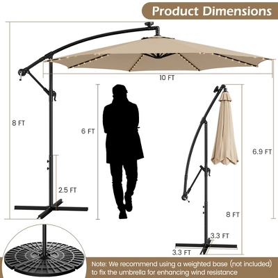 Costway 10FT Patio Solar-Lighted 112 LED Cantilever Offset Umbrella Crank Tilt Outdoor 4 Costway 10FT Patio Solar-Lighted 112 LED Cantilever Offset Umbrella Crank Tilt Outdoor - Image 2