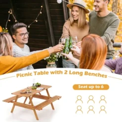 Costway 6 Person Picnic Table Set With Patio Table 2 Built-in Benches 2" Umbrella Hole 15 Costway 6 Person Picnic Table Set With Patio Table 2 Built-in Benches 2" Umbrella Hole -Costway GUEST 7ed3be68 f03b 49f6 a65f 1300ddd92741
