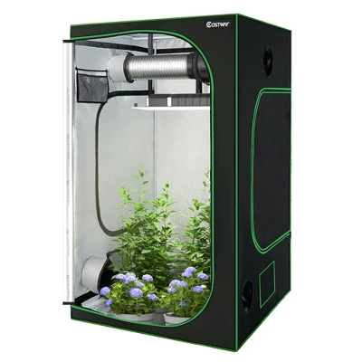 Costway 4x4 Grow Tent, 48''x48''x80'' High Reflective Mylar W/Observation Window GrayBlack 3 Costway 4x4 Grow Tent, 48''x48''x80'' High Reflective Mylar W/Observation Window GrayBlack