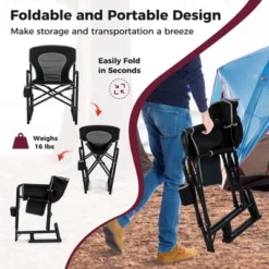 Costway Outdoor Rocker Camping Chair For Adults With Dual Springs Padded Back Black/Red -Costway GUEST 7efaf7c6 a8be 43fe 9013 568087733292