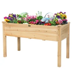 Costway Wooden Raised Vegetable Garden Bed Elevated Grow Vegetable Planter -Costway GUEST 7eff2ef8 df4f 490a 9697 a7e4877878be