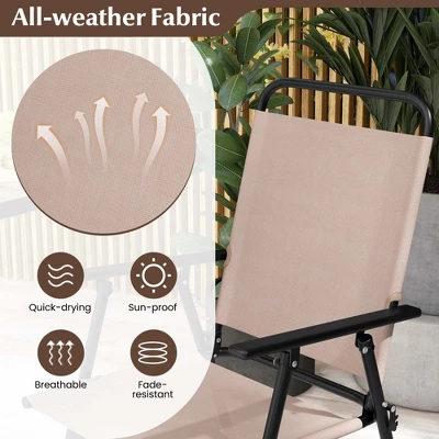 Costway 3PCS Patio Bistro Set Folding Chairs Round Bar Table With 1.6'' Umbrella Hole Yard 7 Costway 3PCS Patio Bistro Set Folding Chairs Round Bar Table With 1.6'' Umbrella Hole Yard - Image 5