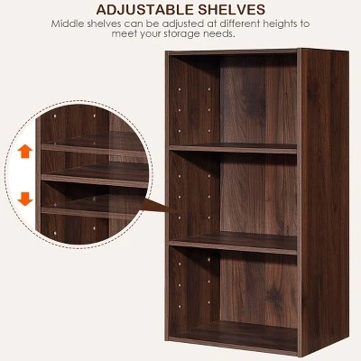 Costway 3 Open Shelf Bookcase Modern Multi-functional Storage Display Cabinet Walnut 8 Costway 3 Open Shelf Bookcase Modern Multi-functional Storage Display Cabinet Walnut - Image 6