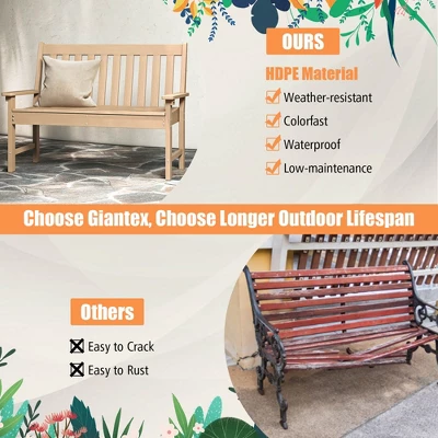 Costway Garden Bench All-Weather HDPE 2-Person Outdoor Bench For Front Porch Backyard Black/White/Gray/Beige 11 Costway Garden Bench All-Weather HDPE 2-Person Outdoor Bench For Front Porch Backyard Black/White/Gray/Beige - Image 9