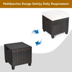 Costway 2PCS Patio Rattan Ottoman Cushioned Seat Beige -Costway GUEST 800c6fda d838 482c 970f 264dca4866ad