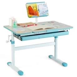 Costway Height-Adjustable Kids Desk Children Study Table With Tilt Desktop & Book Stand Blue/Pink -Costway GUEST 8022d48a c1d1 4b5a 9344 14eb8fdbf84e
