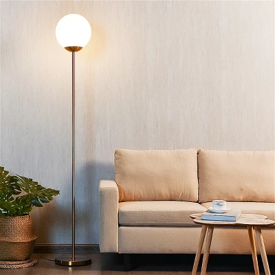 Costway 67'' Frosted Glass Globe Floor Lamp W/ 9W LED Bulb For Living Room Bedroom Office 6 Costway 67'' Frosted Glass Globe Floor Lamp W/ 9W LED Bulb For Living Room Bedroom Office - Image 4