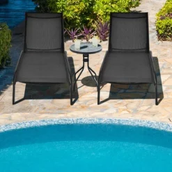 Costway Outdoor Adjustable Chaise Lounge Patio 6-Position Recliner With Wheels