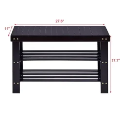 Costway 3 Tier Bamboo Shoe Rack Bench Storage Shelf Organizer Entryway Home Furni Black -Costway GUEST 81167557 c675 41e2 afaf 823fe9c801f6