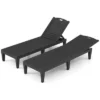 Costway Chaise Lounge Chairs Set Of 2 With 5-Position Adjustable Backrests Easy Assembly Black/White/Brown