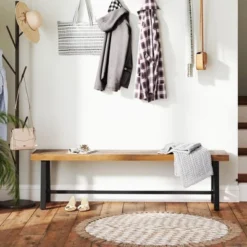 Costway 63" Long Outdoor Acacia Wood Bench Seats Up To 3 Persons For Garden Porch -Costway GUEST 8145c5ca b7f6 44ca 82b6 83ae244f85f0