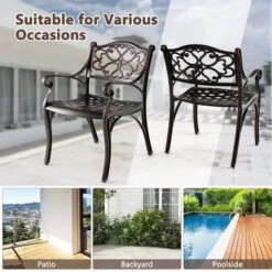 Costway 2/4 PCS Cast Aluminum Patio Chairs Set Of 2 Outdoor Dining With Armrests & Curved Seats Bronze -Costway GUEST 819a0adf fff3 4cc7 9509 8912af0946a3