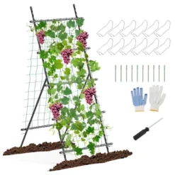 Costway 74" Garden Cucumber Trellis For Plant Climbing With PE-Coated Frame, Trellis Net -Costway GUEST 81b08074 a40c 4f1c b42e 225603cfdfe7
