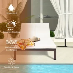 Costway 2-Person Patio Rattan Chair Recliner Adjustable Cushioned W/Wheel -Costway GUEST 81bc1a5c 8a9c 4f86 b757 d70192541358