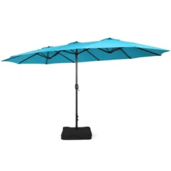 Costway 15FT Double-Sided Twin Patio Umbrella Outdoor Market W/ Crank & Base GreyCoffeeTurquoiseBeigeOrangeWine -Costway GUEST 81d9772f 8bc6 471e 9a09 6e92ea2924ef