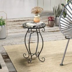 Costway Mosaic Outdoor Side Table, Round End Table With Weather Resistant Ceramic Tile Tabletop -Costway GUEST 8213d18d 3091 4cdf 8a2d 7831e6f5e5c1