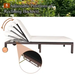 Costway 2-Person Patio Rattan Chair Recliner Adjustable Cushioned W/Wheel -Costway GUEST 82482818 ded6 4434 b44b bf72db181ed5