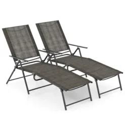 Costway 2 Piece Patio Folding Chaise Lounge Chairs With 6-Level Backrest Reclining Chairs Tan/Black/Grey 25 Costway 2 Piece Patio Folding Chaise Lounge Chairs With 6-Level Backrest Reclining Chairs Tan/Black/Grey -Costway GUEST 82750195 bf50 417b 8e8a 9ae8a474abde