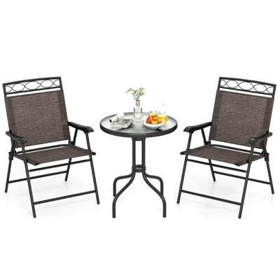 Costway 3 PCS Outdoor Bistro Dining Furniture Set With 1.57" Umbrella Hole Rippled 11 Costway 3 PCS Outdoor Bistro Dining Furniture Set With 1.57" Umbrella Hole Rippled - Image 9