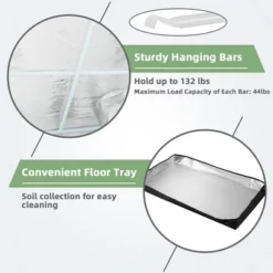 Costway 36''x20''x63'' Mylar Hydroponic Grow Tent W/Observation Window & Floor Tray GrayBlack -Costway GUEST 82990633 8841 4388 aeb2 52ede124a41d