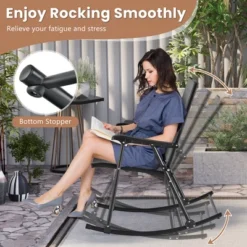 Costway 2pcs Patio Folding Rocking Chair Heavy-Duty Metal Frame Rockers Outdoor -Costway GUEST 82c3e2f2 fb14 4799 9421 d24c9ba2aae3