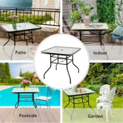 Costway 32'' Patio Square Table Tempered Glass Steel Frame Outdoor Pool Yard Garden -Costway GUEST 82c93171 6328 438f 8d56 8cc02e3e33e5