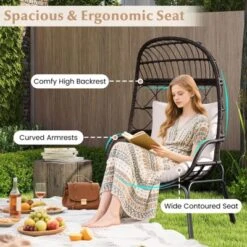 Costway Patio Wicker Rattan Egg Chair With Seat & Back Cushions Metal Indoor Outdoor -Costway GUEST 82e79f00 7cb4 4683 8986 c24cd517066b