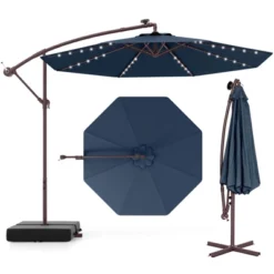 Costway Patio 10FT Hanging Offset Umbrella 32 LED Lights Sand Bag Outdoor Cross Base Beige/Turquoise/Dark Gray/Wine/Coffee/Navy 29 Costway Patio 10FT Hanging Offset Umbrella 32 LED Lights Sand Bag Outdoor Cross Base Beige/Turquoise/Dark Gray/Wine/Coffee/Navy -Costway GUEST 830054f6 493d 4655 b800 3cf56dc3b961