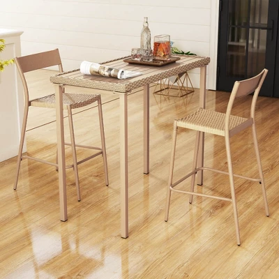 Costway 48" Outdoor Counter Height Table Patio Bar Table Heavy Duty Rectangle Metal Frame 6 Costway 48" Outdoor Counter Height Table Patio Bar Table Heavy Duty Rectangle Metal Frame - Image 4