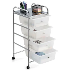 Costway 4-Drawer Cart Storage Bin Organizer Rolling W/Plastic Drawers YellowClearMulticolorRainbow 20 Costway 4-Drawer Cart Storage Bin Organizer Rolling W/Plastic Drawers YellowClearMulticolorRainbow -Costway GUEST 8370e7ea 3af6 41cb a1ad e6d9ec3c1f9d