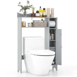 Costway Over The Toilet Storage Cabinet With Toilet Paper Holder Adjustable Shelves Gray/White -Costway GUEST 83c3d688 fc29 41aa ba2c 3da0e0ffddad