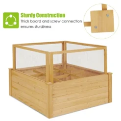Costway Raised Garden Bed Wooden Garden Box With 9 Grids & Critter Guard Fence -Costway GUEST 83cd273e a890 47fc 88be 51d3188f6693