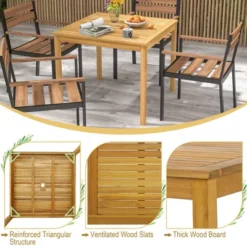 Costway Patio Dining Table Acacia Wood Square Outdoor Bistro With 1.9'' Umbrella Hole Yard -Costway GUEST 83e43df8 95f6 40e0 a89b f04c52d4ad5b