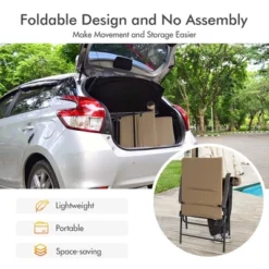 Costway Patio Padded Folding Portable Chair Camping Dining Outdoor Beach Chair GreyBrown -Costway GUEST 83f4399d 5afc 4563 9469 a63044c8ebcf