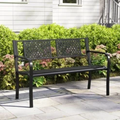 Costway Outdoor Bench 50 Inches Garden Bench With Patterned Backrest And Curved Armrests -Costway GUEST 840ec1ed 12d9 4096 ab76 064ca0f60255