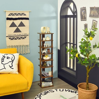 Costway 7-Tier Shoe Rack Free Standing Shelf Storage Tower Rustic Brown 3 Costway 7-Tier Shoe Rack Free Standing Shelf Storage Tower Rustic Brown