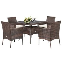 Costway 5PCS Patio Rattan Dining Furniture Set Armrest Sofa Chair Glass Table 19 Costway 5PCS Patio Rattan Dining Furniture Set Armrest Sofa Chair Glass Table -Costway GUEST 8425edde 48fb 4d66 b578 7e2f610de5db