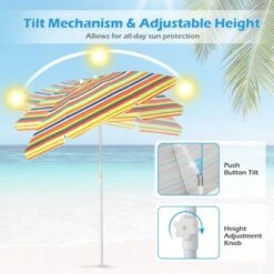 Costway 6.5Ft Patio Beach Sunshade Umbrella Portable Tilt Outdoor Yellowith Green/Navy/Blue -Costway GUEST 843f8db6 9476 463e 9c96 f2893fdd2a1d