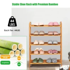 Costway 5-Tier Bamboo Shoe Rack FreeStanding Shoe Shelf Entryway Shoe Storage Organizer 17 Costway 5-Tier Bamboo Shoe Rack FreeStanding Shoe Shelf Entryway Shoe Storage Organizer -Costway GUEST 8442db06 ee6e 4a1d 9a1b fcd6335aa97d