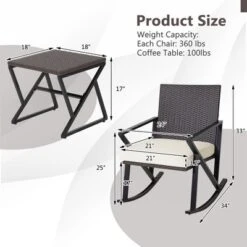 Costway 3PCS Patio Rattan Wicker Rocking Chairs Table Bistro Set Cushioned Rocker Garden -Costway GUEST 844b90a6 48f3 4761 8a70 b7882392d999