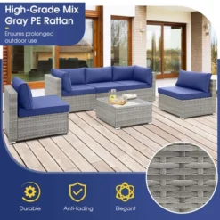 Costway 6 PCS Patio Conversation Sofa Set Outdoor Rattan Furniture Cushioned Seat Navy 16 Costway 6 PCS Patio Conversation Sofa Set Outdoor Rattan Furniture Cushioned Seat Navy -Costway GUEST 845e5b02 cc20 4e85 9453 4d45f7172c54