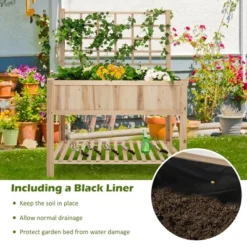Costway Raised Garden Bed Elevated Wooden Planter Box With Trellis & Open Storage Shelf -Costway GUEST 846b36e9 2e27 475f b5b7 02dc07a44b8f
