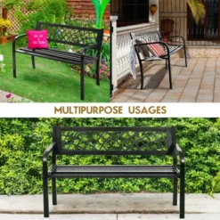 Costway Patio Park Garden Bench Porch Path Chair Outdoor Deck Steel Frame -Costway GUEST 849c2c84 ad1e 4a78 ac59 216ba9987b13
