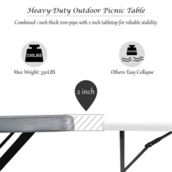 Costway Picnic Table Bench Set Outdoor Camping Backyard Garden Patio Party All Weather Gray/Green -Costway GUEST 84cdd9f2 6316 41f2 96a8 f941ade153eb
