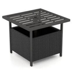 Costway Rattan Wicker Steel Side Table Outdoor Furniture Deck Garden Patio Pool Black/Gray/Brown -Costway GUEST 84ceb307 1a0a 4d59 9e73 c52bc579091b