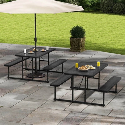 Costway Picnic Table Bench Set For 2-4 People Outdoor Rectangular Camping Dining Table Black/Gray/Green/White 5 Costway Picnic Table Bench Set For 2-4 People Outdoor Rectangular Camping Dining Table Black/Gray/Green/White - Image 3