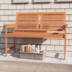 Costway 2-Person Patio Bench With Slatted Backrest And Seat Garden Loveseat Chair Furniture -Costway GUEST 852e5450 67d5 4a01 bac5 e0038e95d573