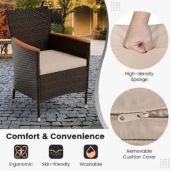 Costway 9PCS Patio Wicker Dining Set Acacia Wood Table Top Umbrella Hole Cushions Chairs -Costway GUEST 854addaa 3a1e 4e90 915a f2feb1b20c50